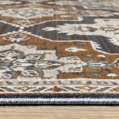 8' X 11' Gray And Blue Medallion Area Rug