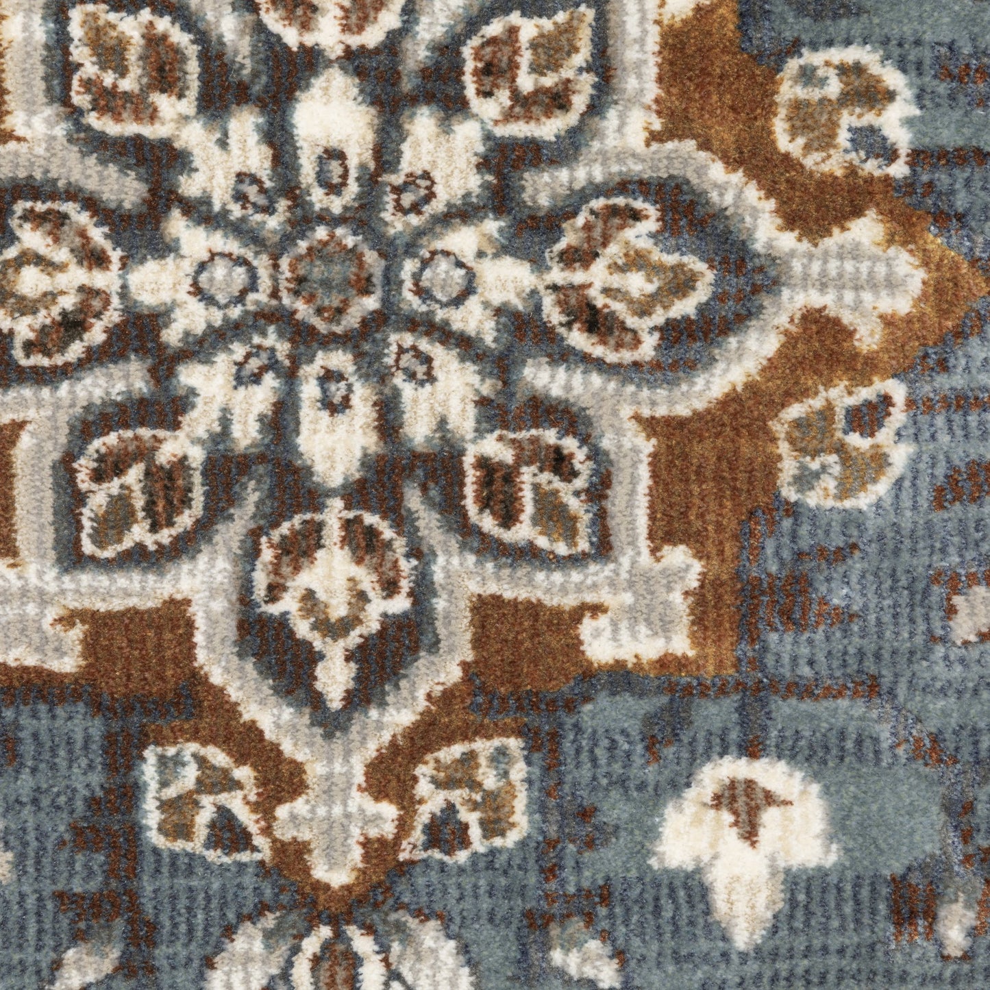 8' X 11' Gray And Blue Medallion Area Rug
