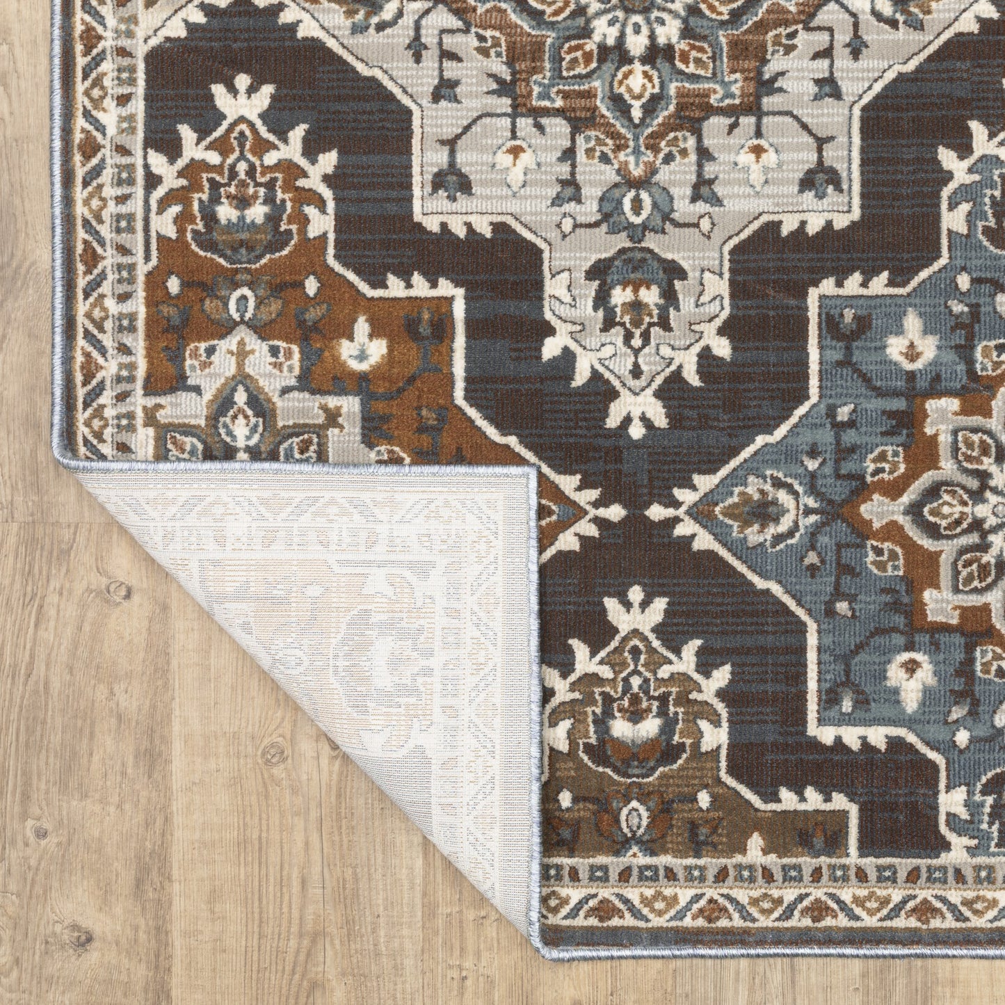 8' X 11' Gray And Blue Medallion Area Rug