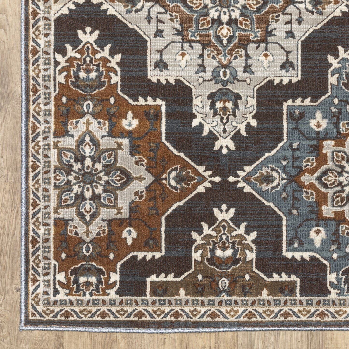 8' X 11' Gray And Blue Medallion Area Rug