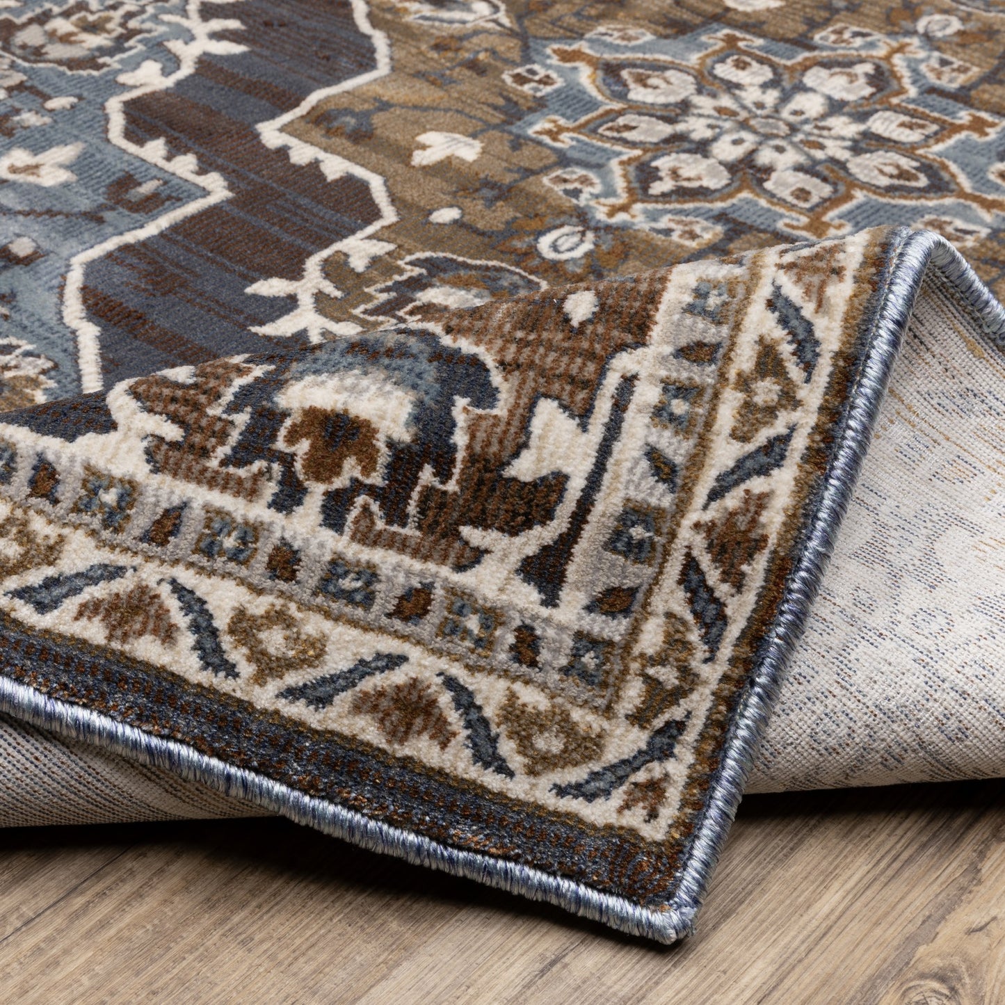 8' X 11' Gray And Blue Medallion Area Rug