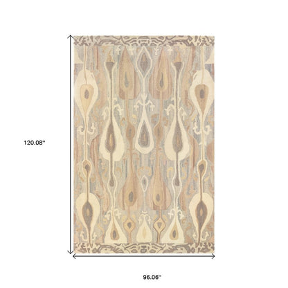 8' X 10' Gray And Beige Wool Abstract Hand Tufted Area Rug