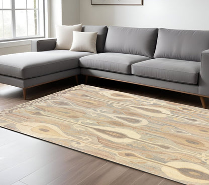 8' X 10' Gray And Beige Wool Abstract Hand Tufted Area Rug
