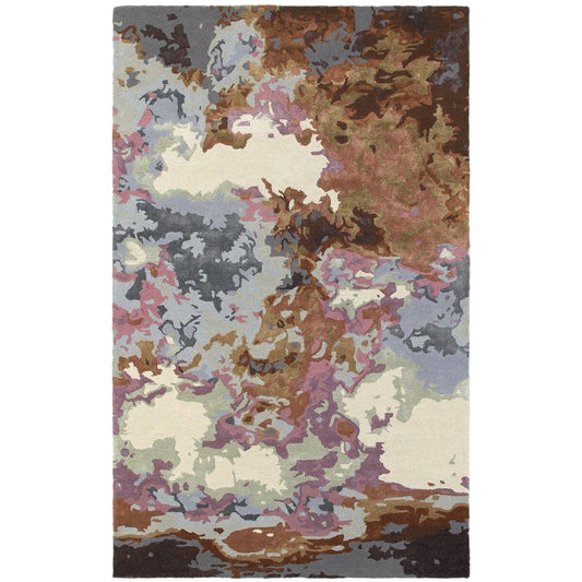 8' X 10' Blue And Brown Abstract Hand Tufted Area Rug