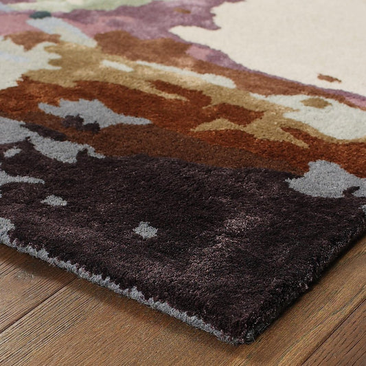 8' X 10' Blue And Brown Abstract Hand Tufted Area Rug
