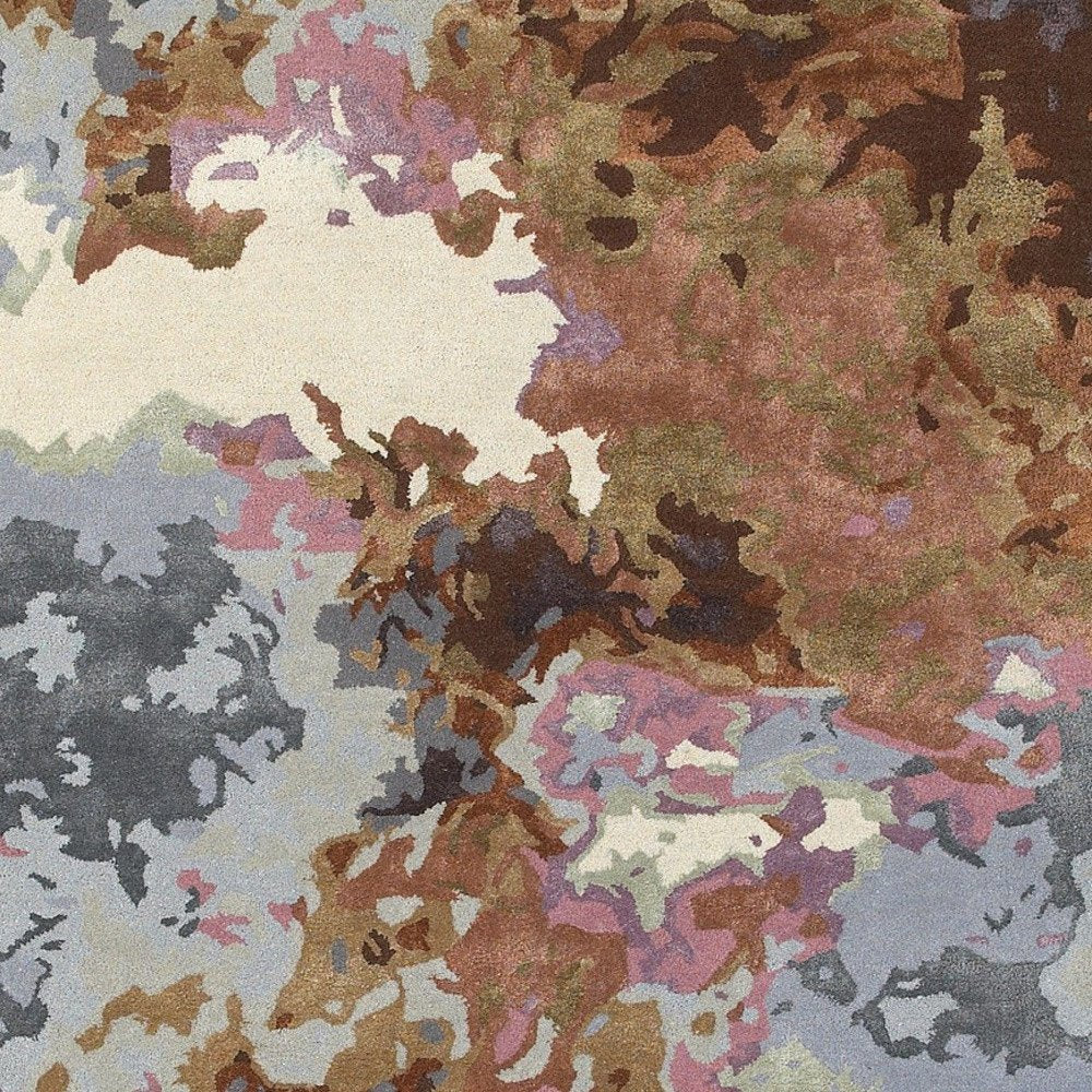 8' X 10' Blue And Brown Abstract Hand Tufted Area Rug