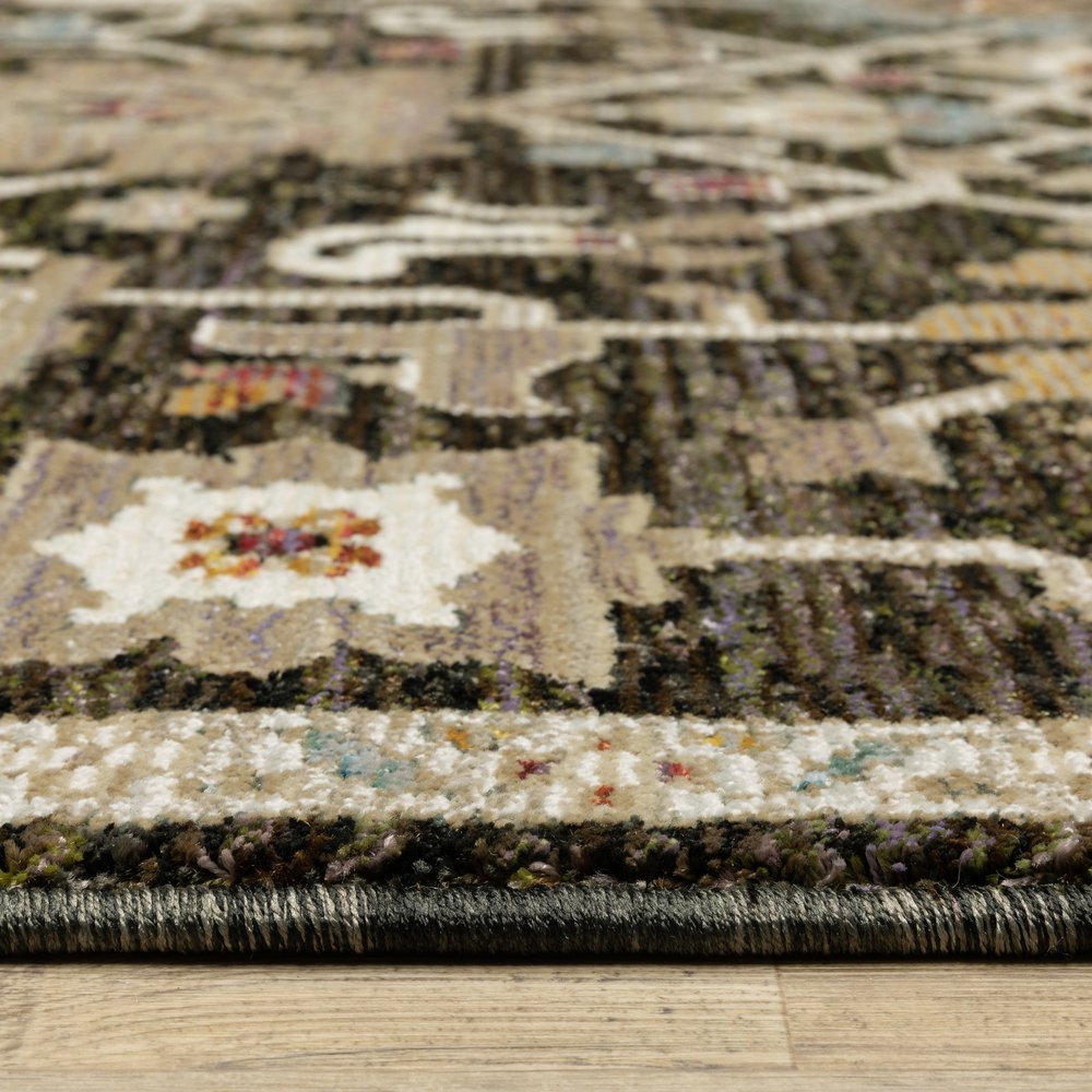 9' X 12' Brown Black And Tan Oriental Area Rug