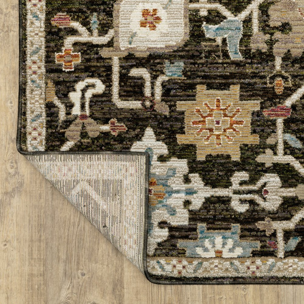9' X 12' Brown Black And Tan Oriental Area Rug