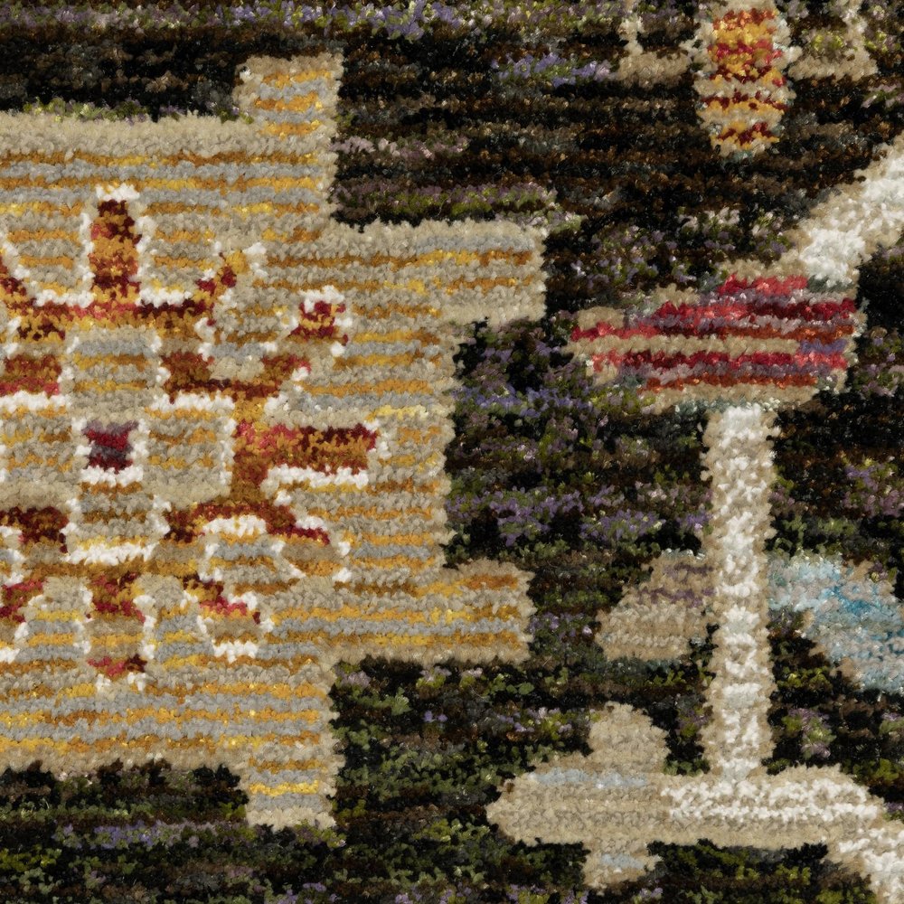 9' X 12' Brown Black And Tan Oriental Area Rug