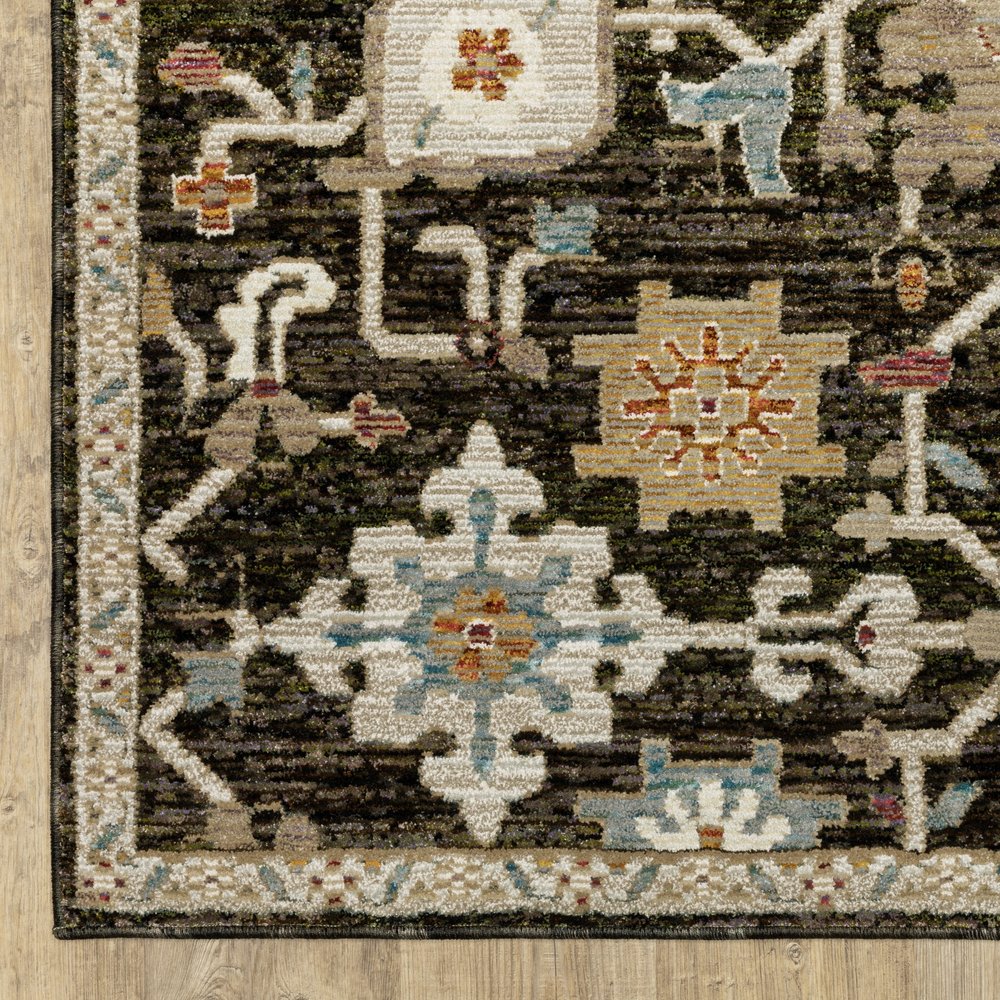 9' X 12' Brown Black And Tan Oriental Area Rug