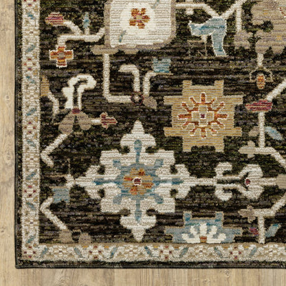 9' X 12' Brown Black And Tan Oriental Area Rug