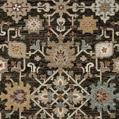 9' X 12' Brown Black And Tan Oriental Area Rug