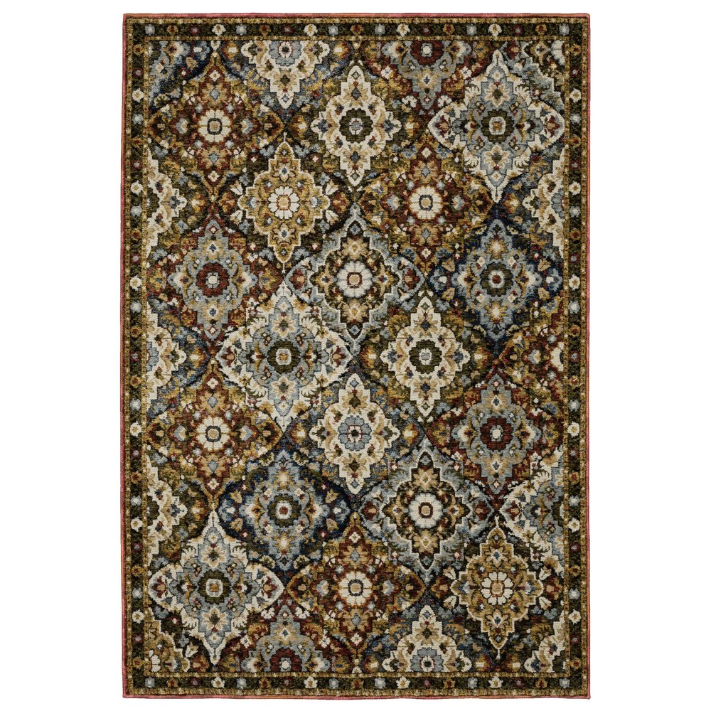 9' X 12' Red Tan And Ivory Medallion Area Rug