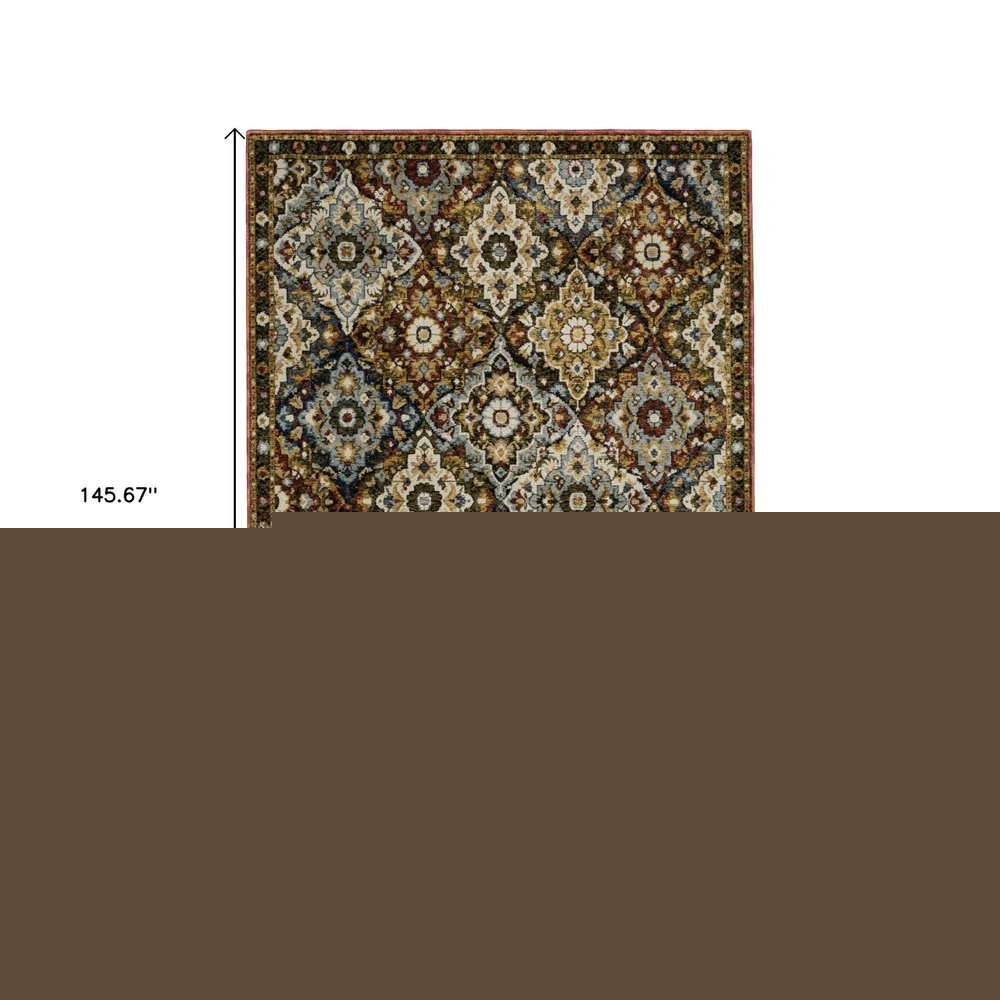 9' X 12' Red Tan And Ivory Medallion Area Rug