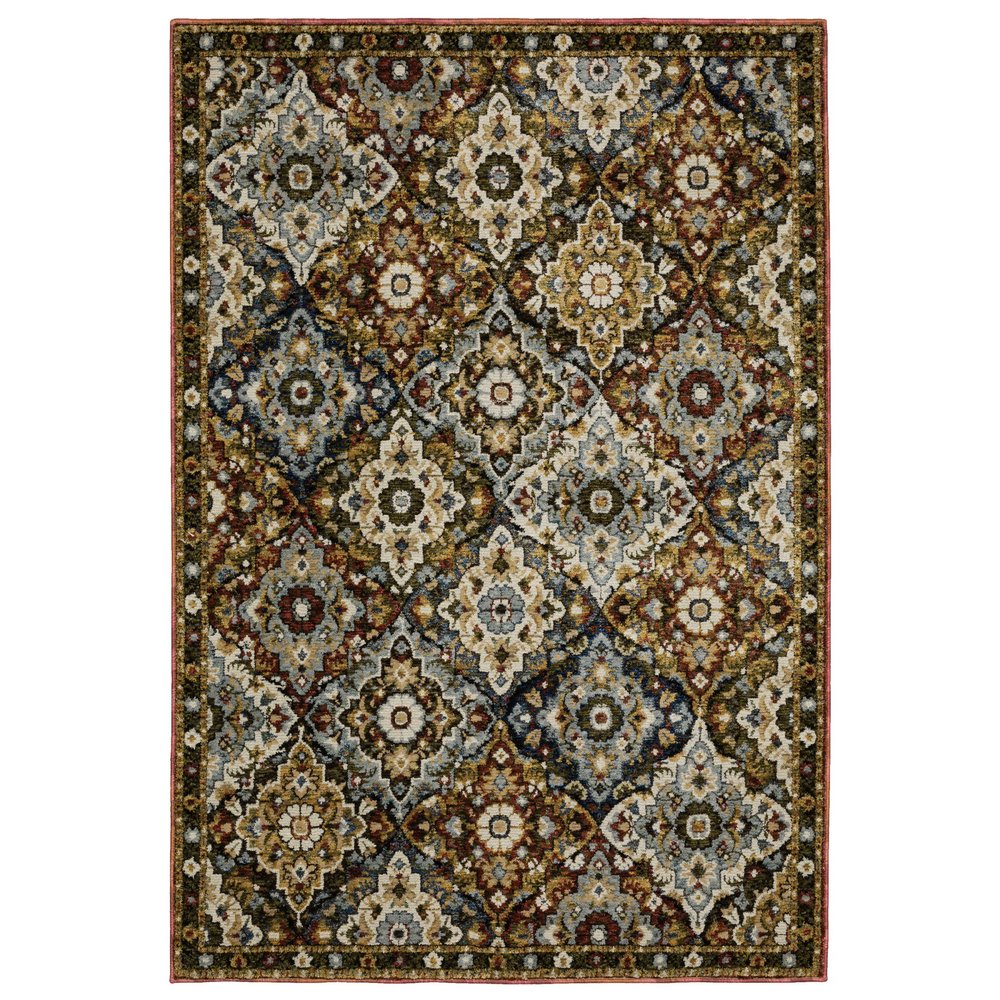 9' X 12' Red Tan And Ivory Medallion Area Rug