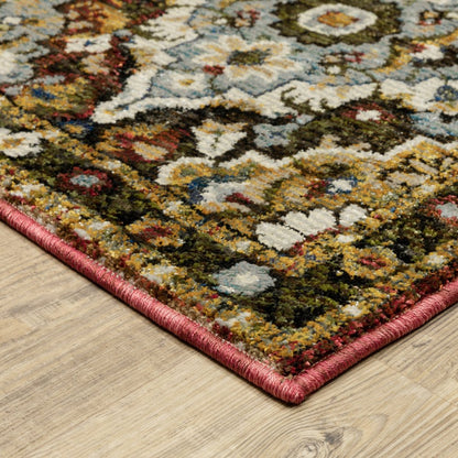 9' X 12' Red Tan And Ivory Medallion Area Rug