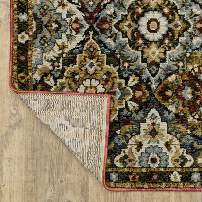 9' X 12' Red Tan And Ivory Medallion Area Rug