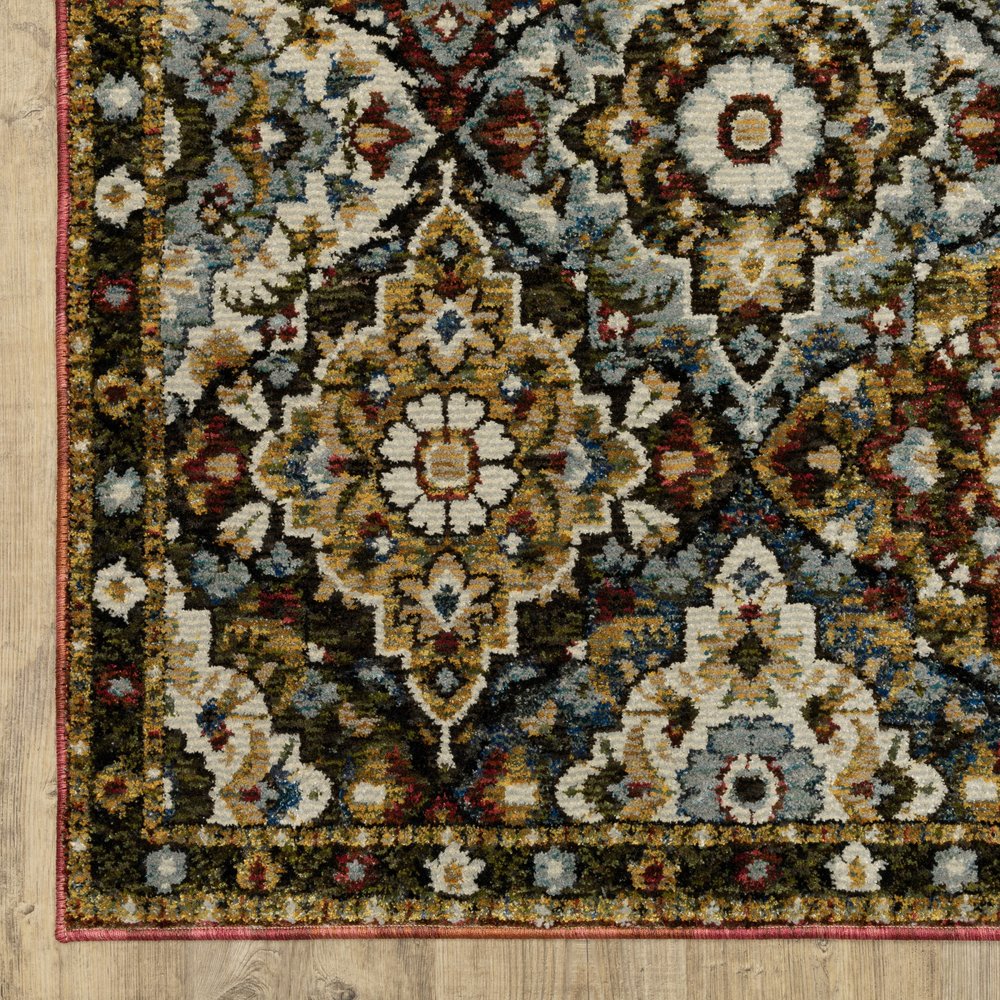 9' X 12' Red Tan And Ivory Medallion Area Rug