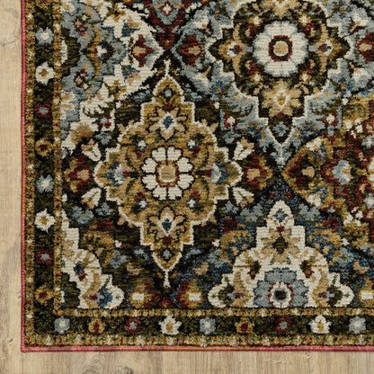 9' X 12' Red Tan And Ivory Medallion Area Rug