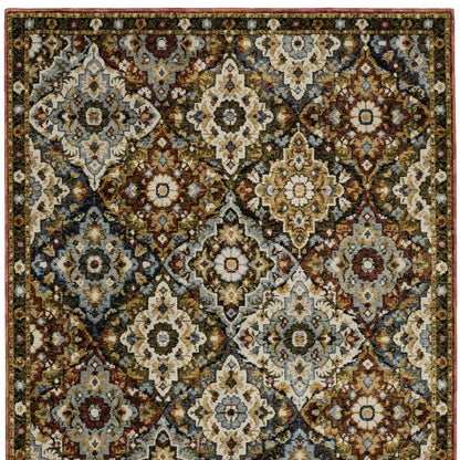 9' X 12' Red Tan And Ivory Medallion Area Rug