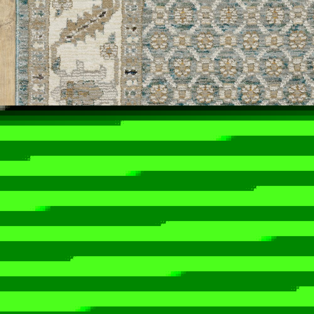 9' X 12' Blue And Ivory Oriental Area Rug