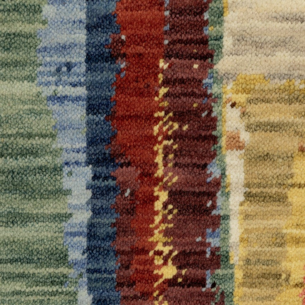 8' X 11' Pink Red And Yellow Abstract Area Rug With Fringe