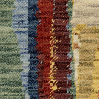 8' X 11' Pink Red And Yellow Abstract Area Rug With Fringe