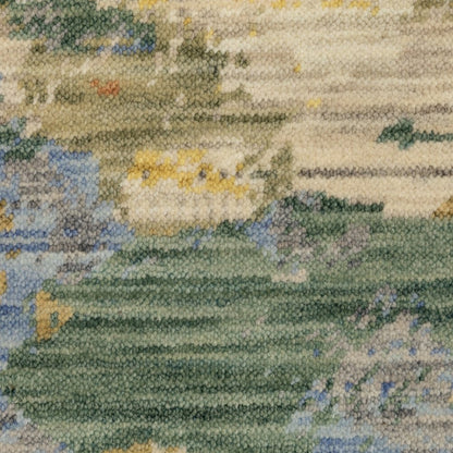 8' X 11' Beige Yellow And Rust Abstract Area Rug With Fringe