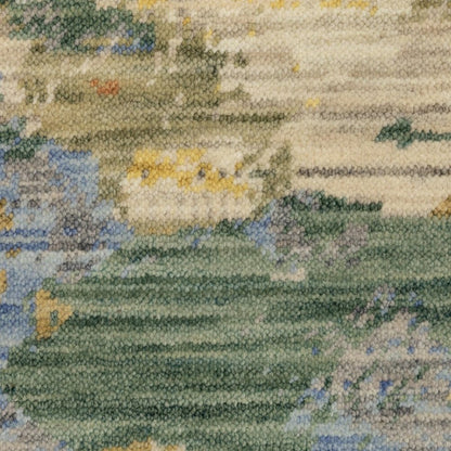 8' X 11' Beige Yellow And Rust Abstract Area Rug With Fringe