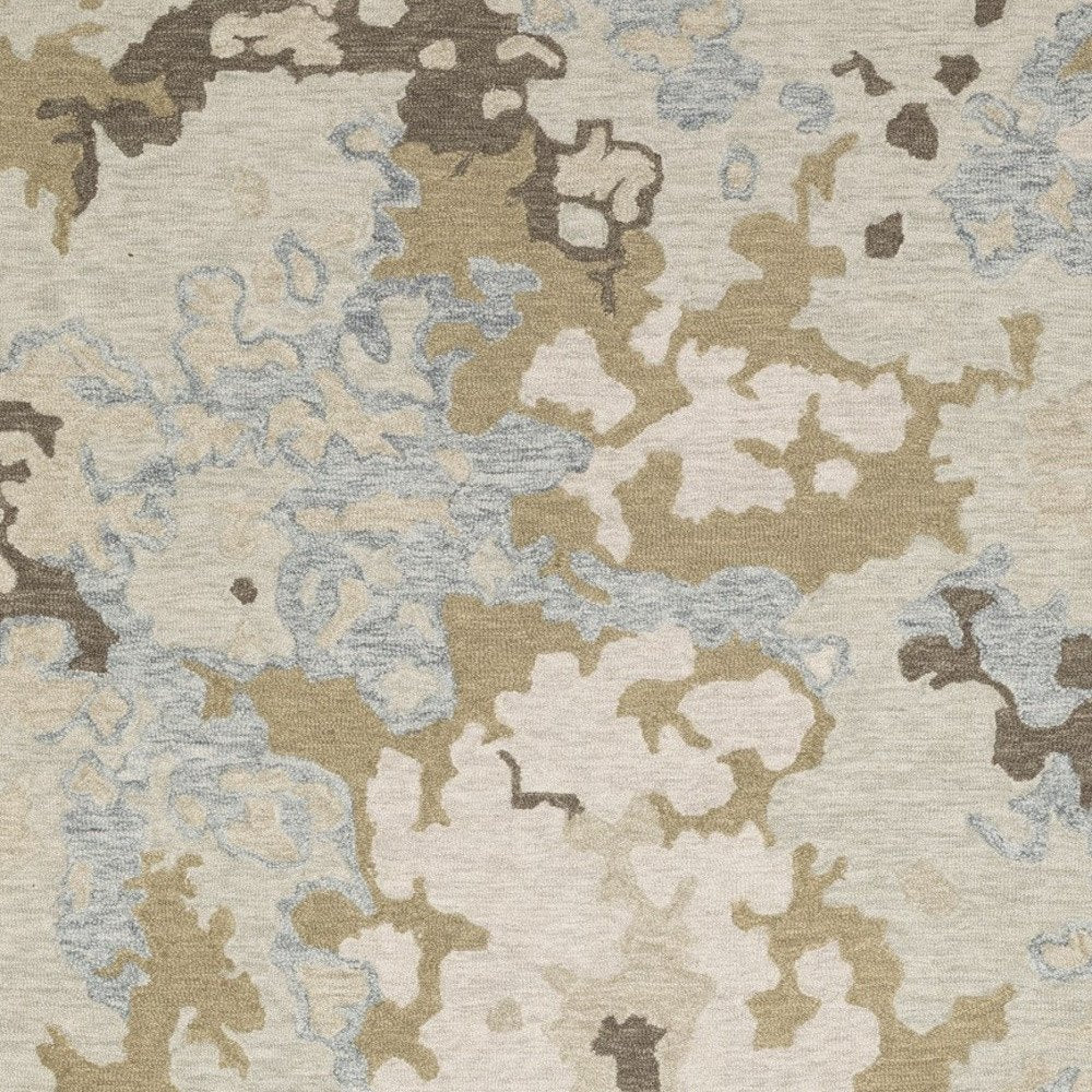8' X 10' Beige And Blue Wool Abstract Hand Tufted Area Rug