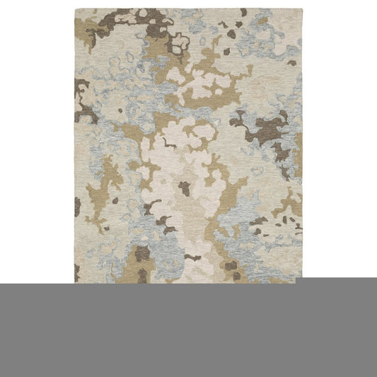 8' X 10' Beige And Blue Wool Abstract Hand Tufted Area Rug