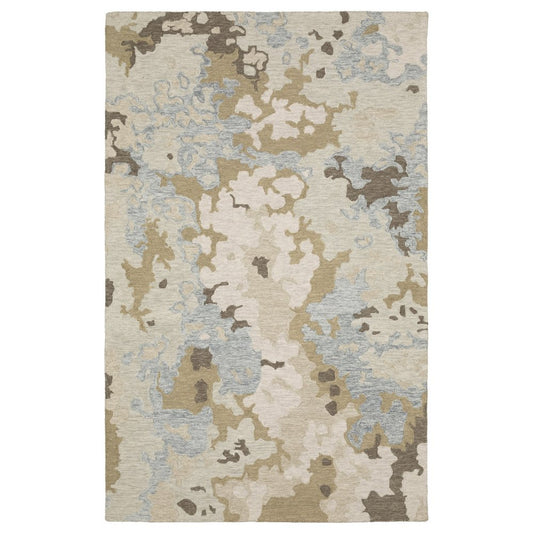 8' X 10' Beige And Blue Wool Abstract Hand Tufted Area Rug