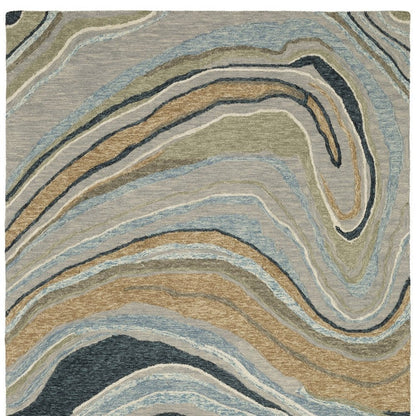 8' X 10' Gray And Blue Wool Abstract Hand Tufted Area Rug