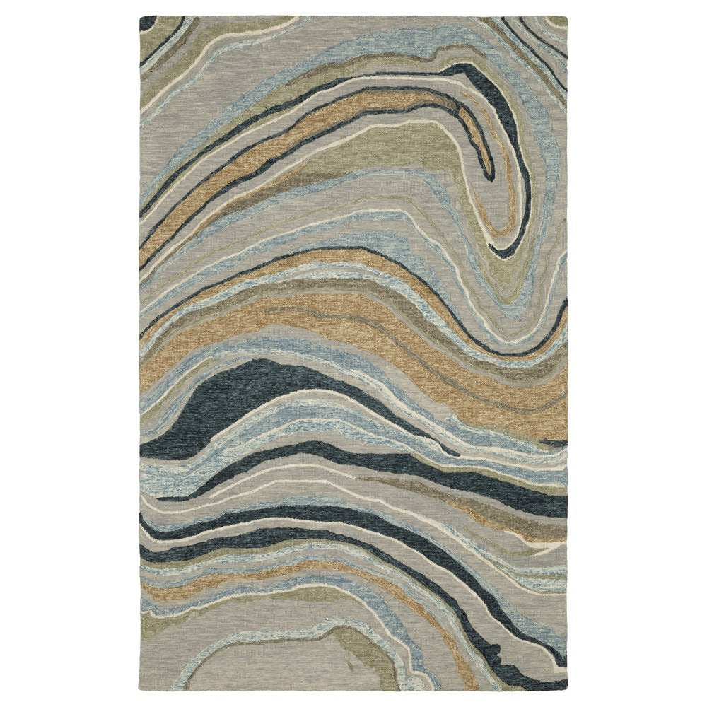 8' X 10' Gray And Blue Wool Abstract Hand Tufted Area Rug