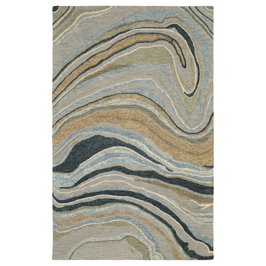 8' X 10' Gray And Blue Wool Abstract Hand Tufted Area Rug