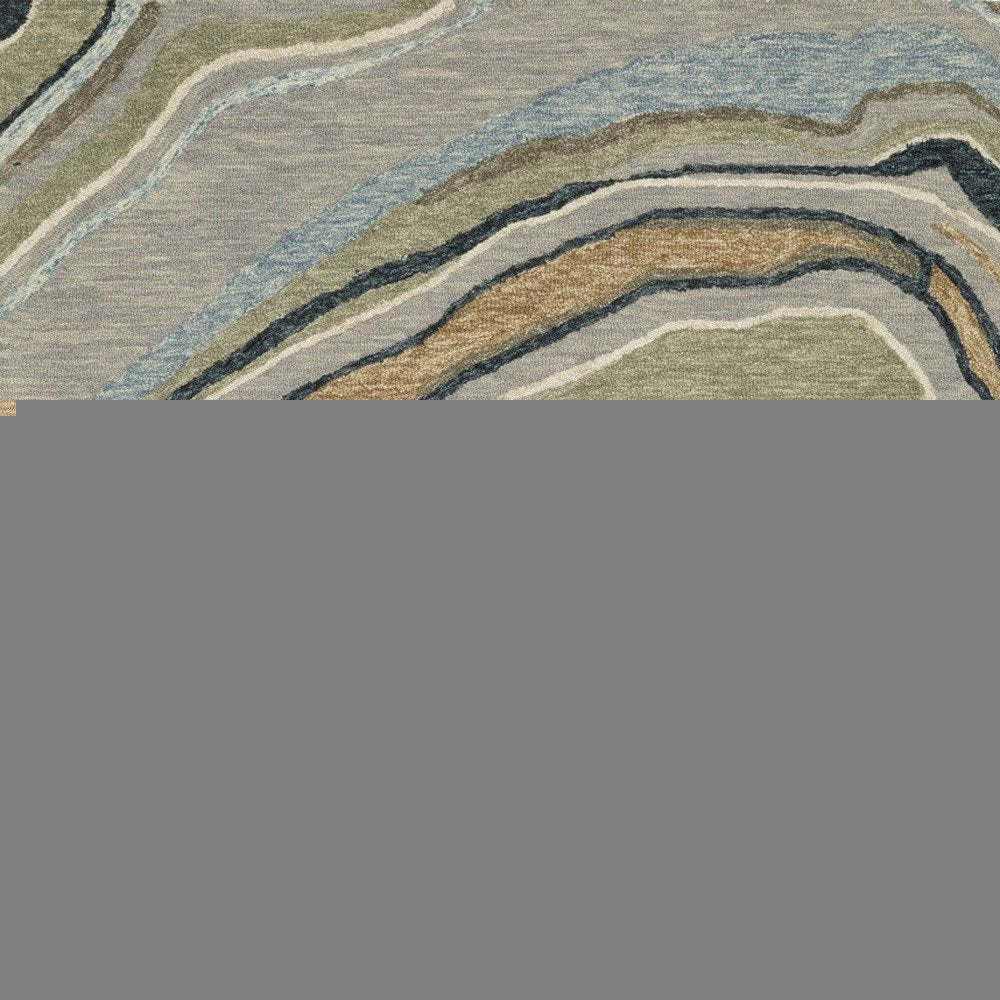 8' X 10' Gray And Blue Wool Abstract Hand Tufted Area Rug