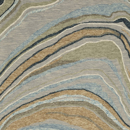 8' X 10' Gray And Blue Wool Abstract Hand Tufted Area Rug