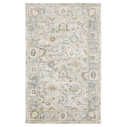 9' X 12' Ivory And Blue Oriental Hand Tufted Area Rug