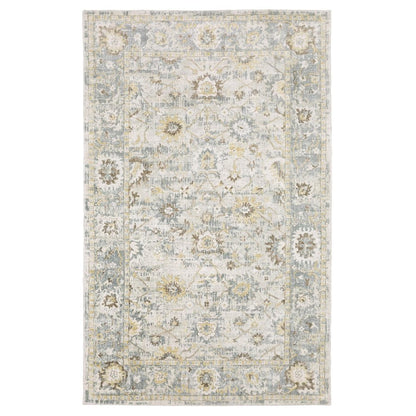 9' X 12' Ivory And Blue Oriental Hand Tufted Area Rug
