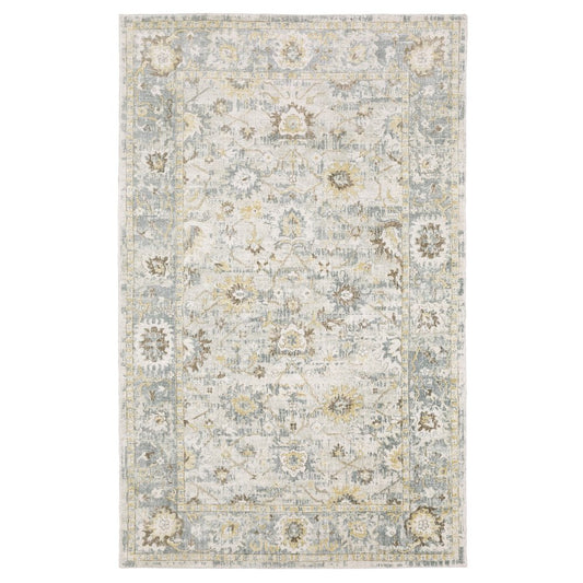 9' X 12' Ivory And Blue Oriental Hand Tufted Area Rug