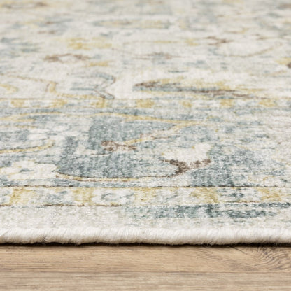 9' X 12' Ivory And Blue Oriental Hand Tufted Area Rug