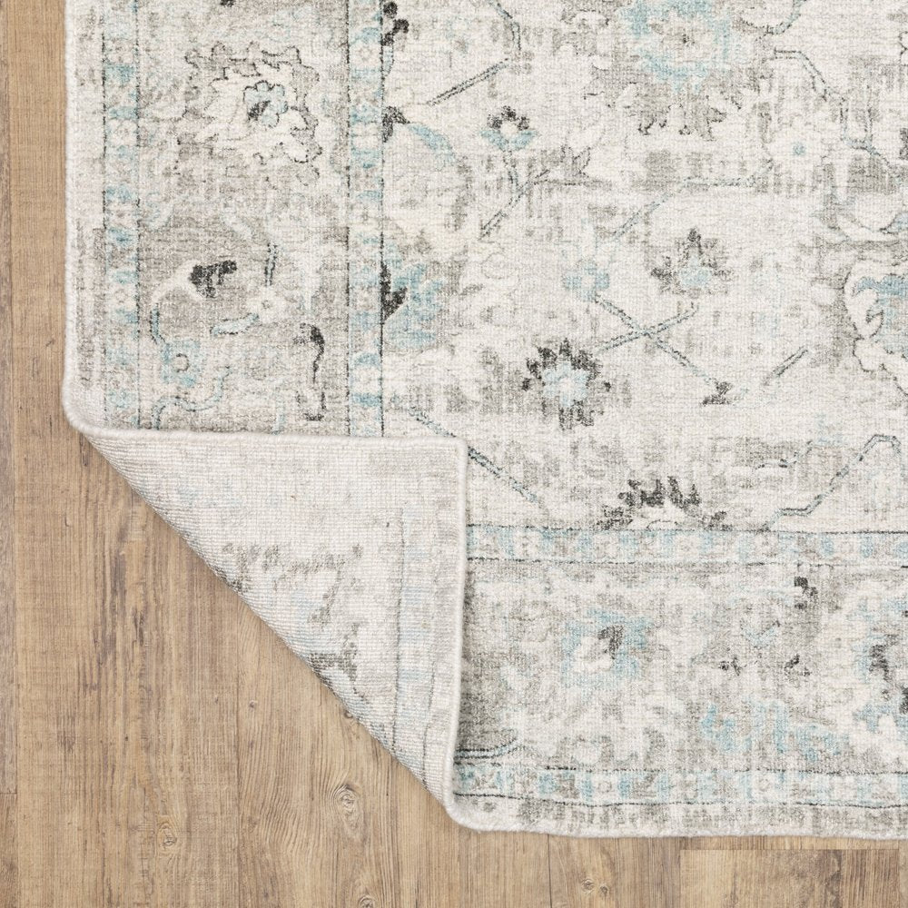 9' X 12' Ivory And Blue Oriental Hand Tufted Area Rug