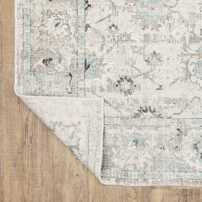 9' X 12' Ivory And Blue Oriental Hand Tufted Area Rug