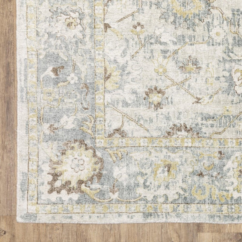 9' X 12' Ivory And Blue Oriental Hand Tufted Area Rug