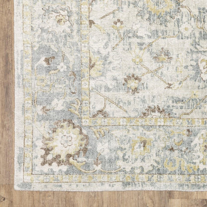 9' X 12' Ivory And Blue Oriental Hand Tufted Area Rug