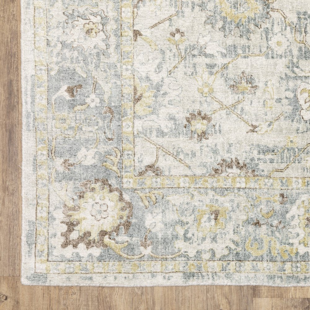 9' X 12' Ivory And Blue Oriental Hand Tufted Area Rug