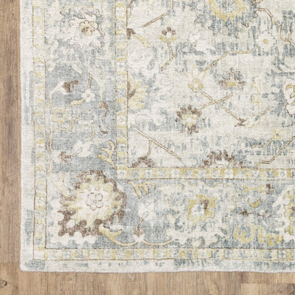 9' X 12' Ivory And Blue Oriental Hand Tufted Area Rug