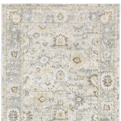 9' X 12' Ivory And Blue Oriental Hand Tufted Area Rug