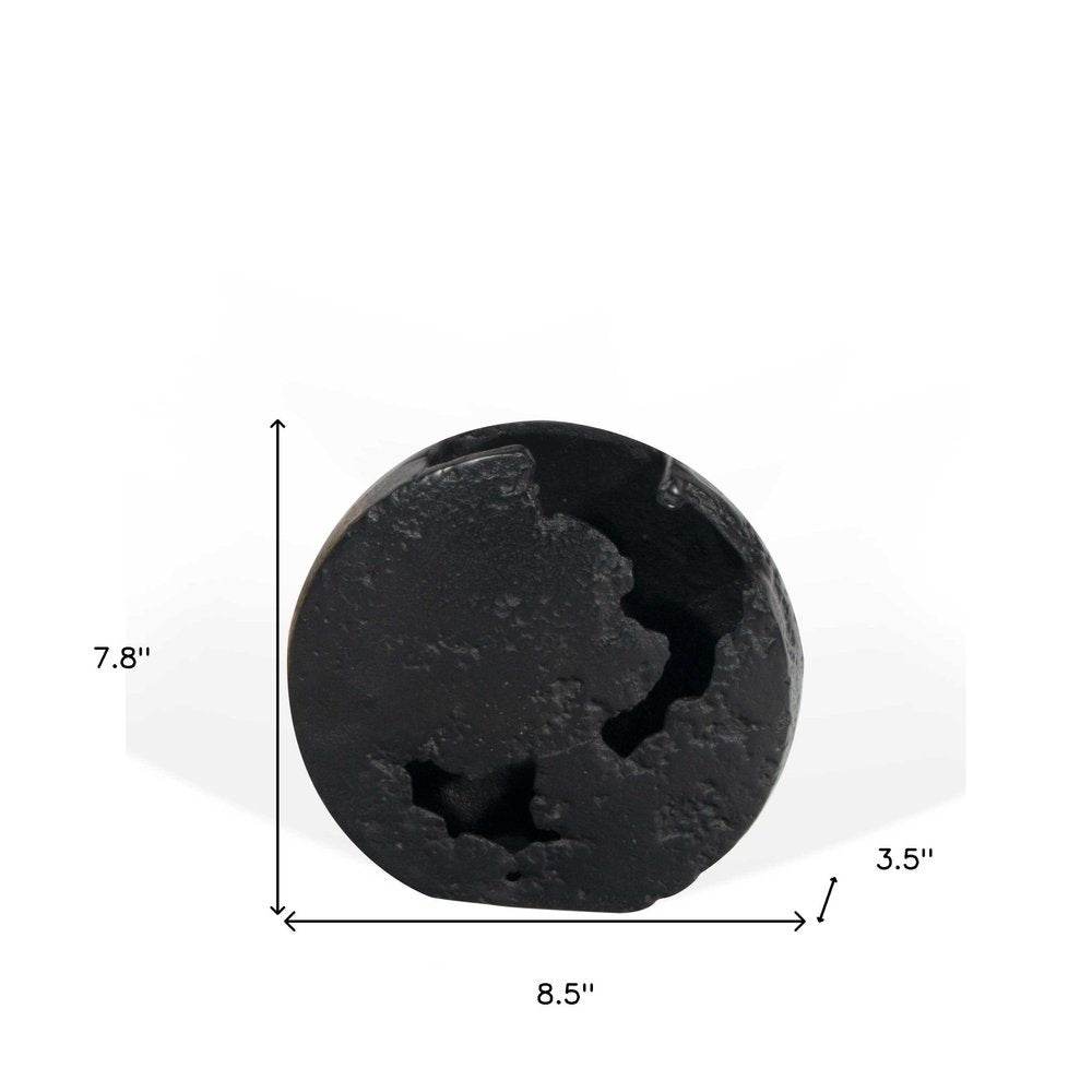 8" Black Hammered Round Aluminum Table Vase