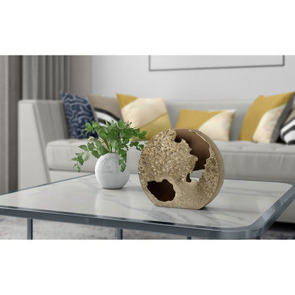 12" Gold Hammered Round Aluminum Table Vase